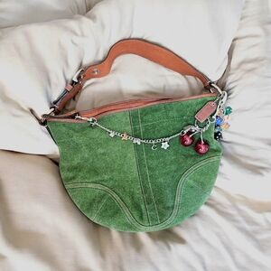 Vintage Y2K Coach rare green suede Soho hobo